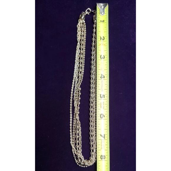 Paul Harris Vintage Silver Tone Necklace, 5 layer chain, 16" collar, with Tag - Picture 5 of 12